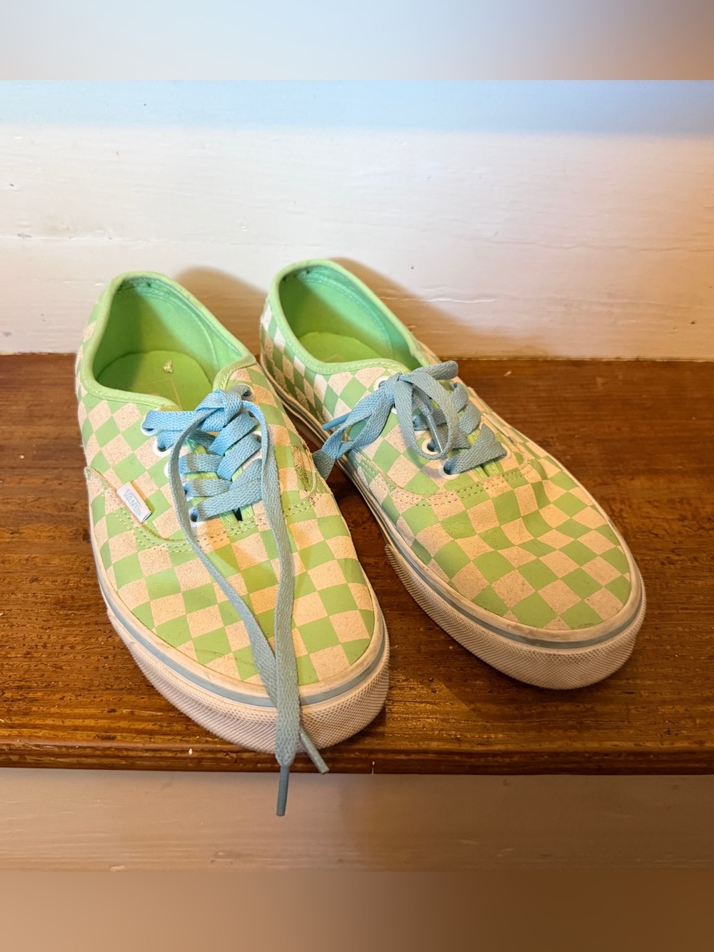 Vans Checkerboard Low Top Sneakers - Light Green & Light Blue
